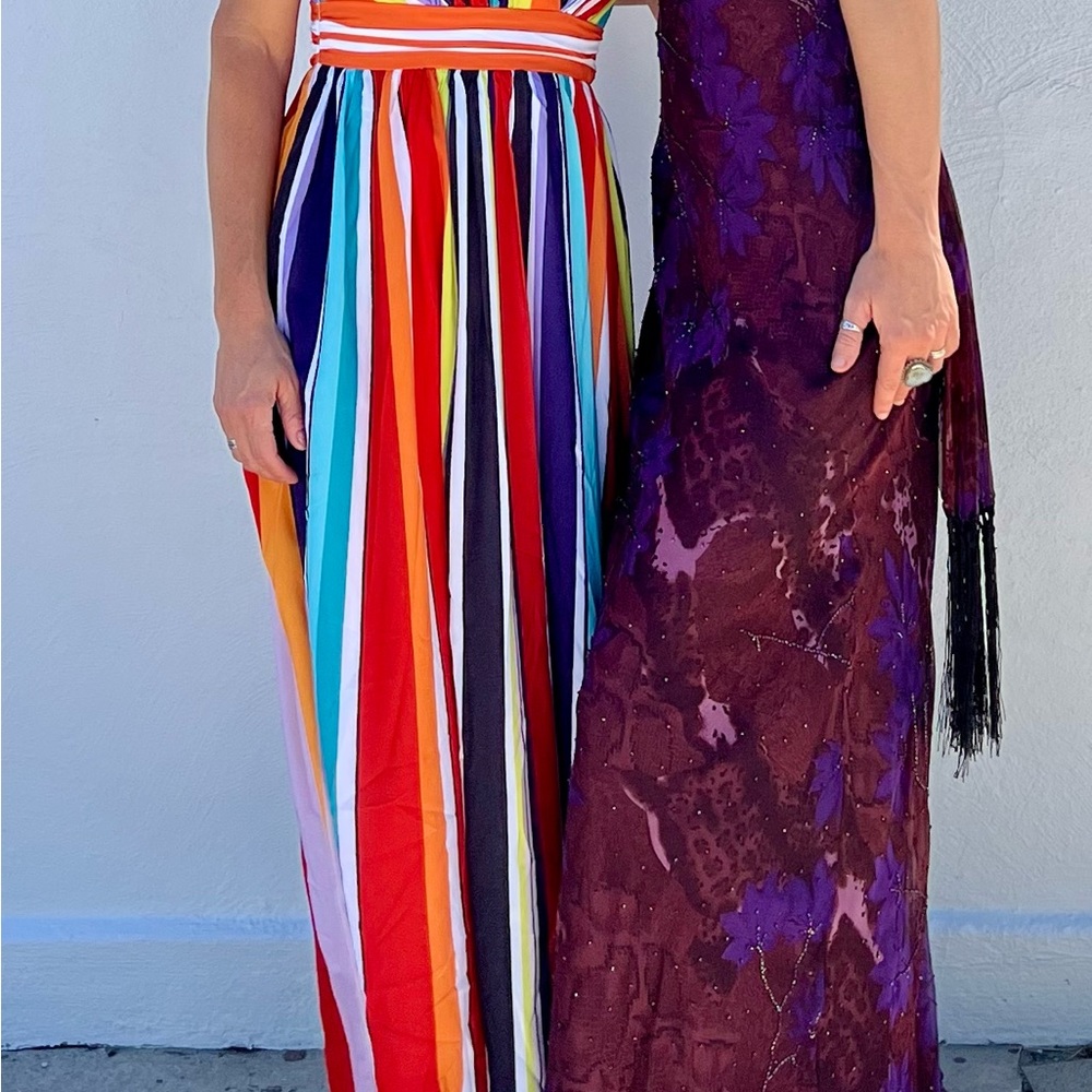 Oyrosy Rainbow Chiffon Maxi Dress - Picture 7 of 7